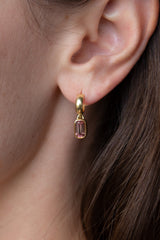 Huggie Hoops - Peachy Tourmaline
