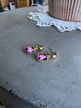Huggie Hoops - Fuchsia Garnet