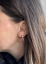 Huggie Hoops - Fuchsia Garnet