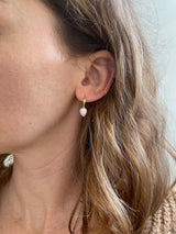 Huggie Hoops - Pink Opal Drops