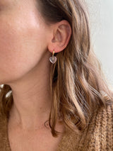 Huggie Hoops - Rose Quartz Hearts