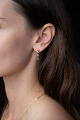 Huggie Hoops - Peachy Tourmaline