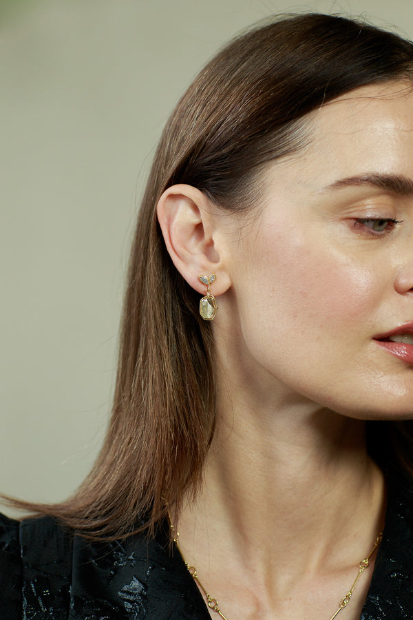 Feathered Diamond Drop Earrings
