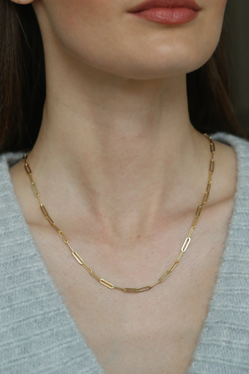 Oval Flat Link Chain Necklace