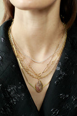 Red Gold Quartz Necklace