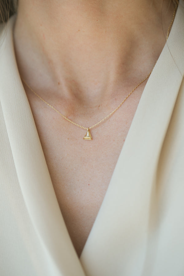 Tiny Diamond Triangle Necklace