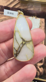 Large Gold Quartz Pendant