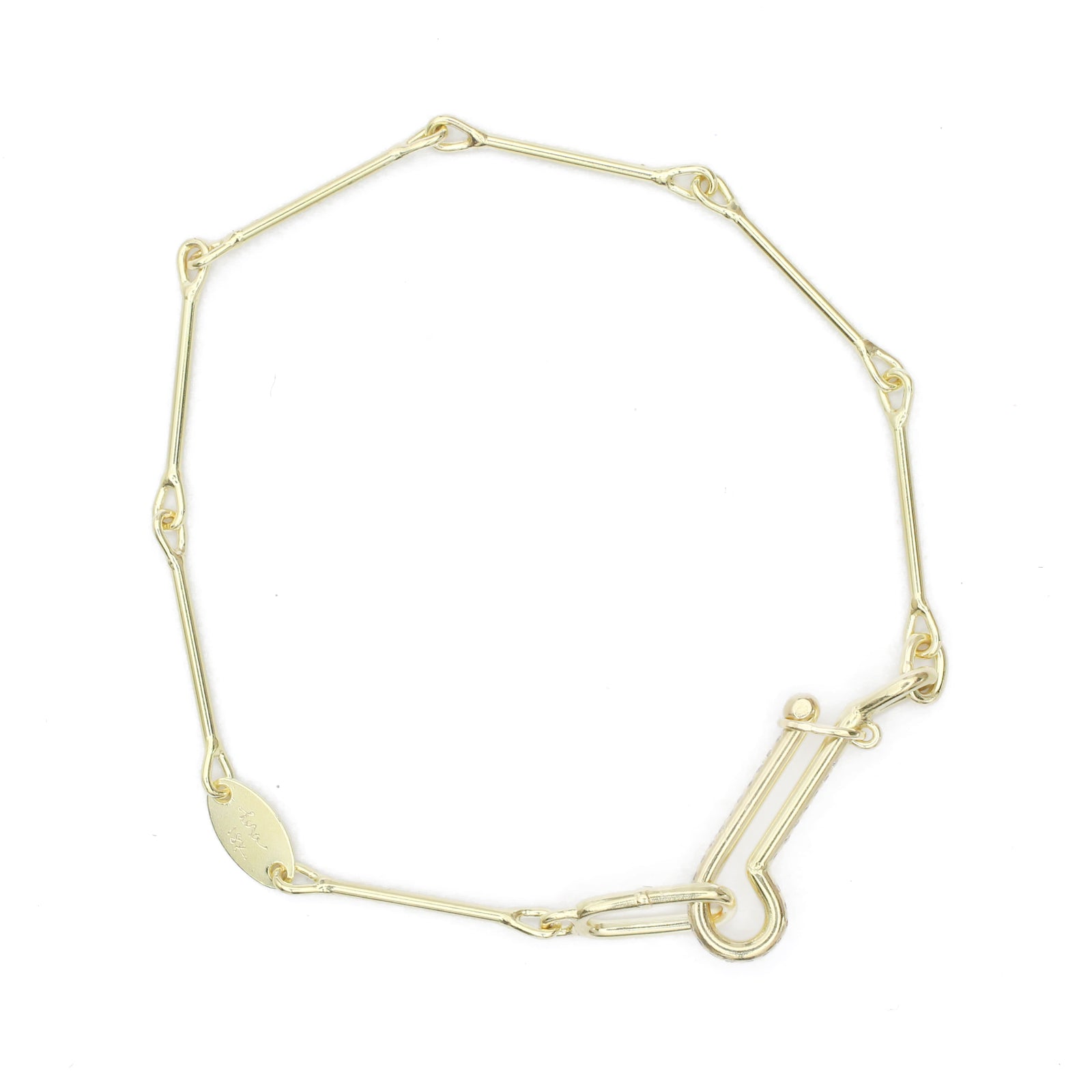 【HYERES LOR】23SS★ Surgical Chain Yellow Bracelet M Personalized 14k Gold Figaro Medical Bracelet for Women