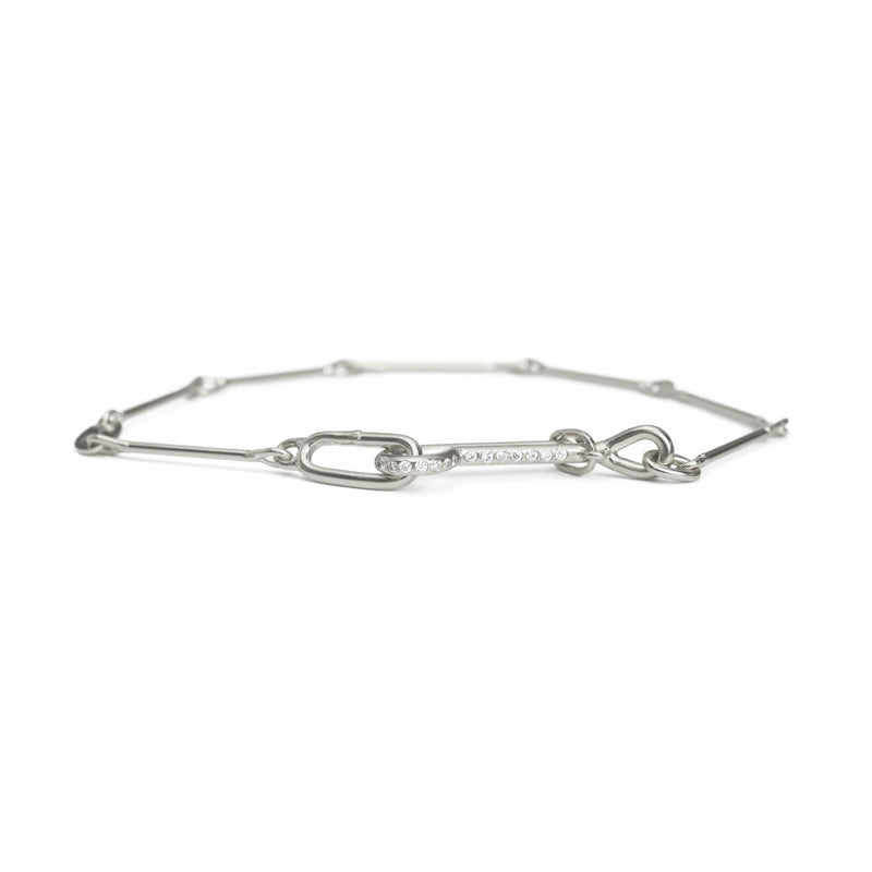 Needle Eye Chain Bracelet - Medium Weight with Diamonds