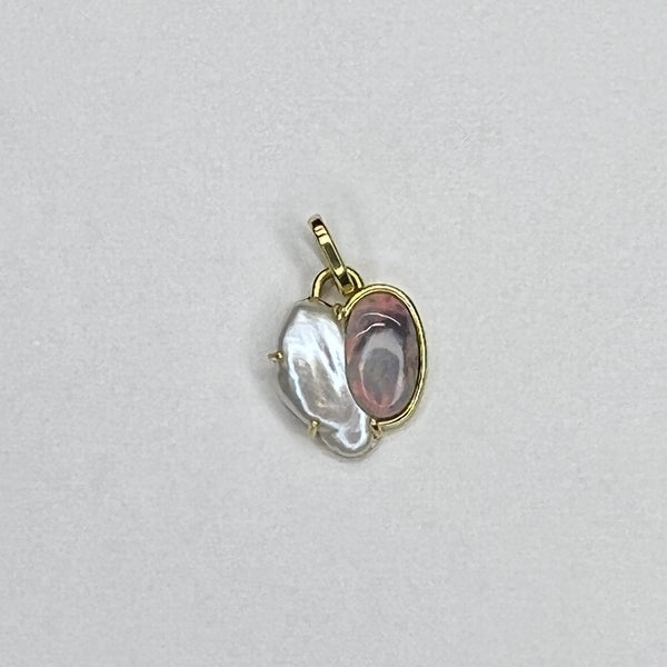 Pearl and Opal Heart Charm